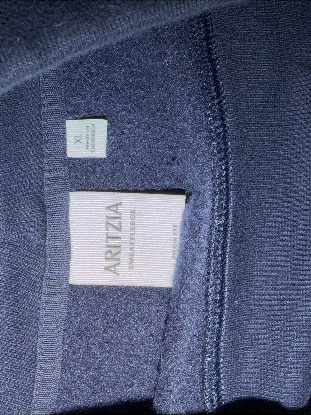Aritzia Navy Cozy Sweatfleece Mega Funnel Neck - Picture 2 of 3